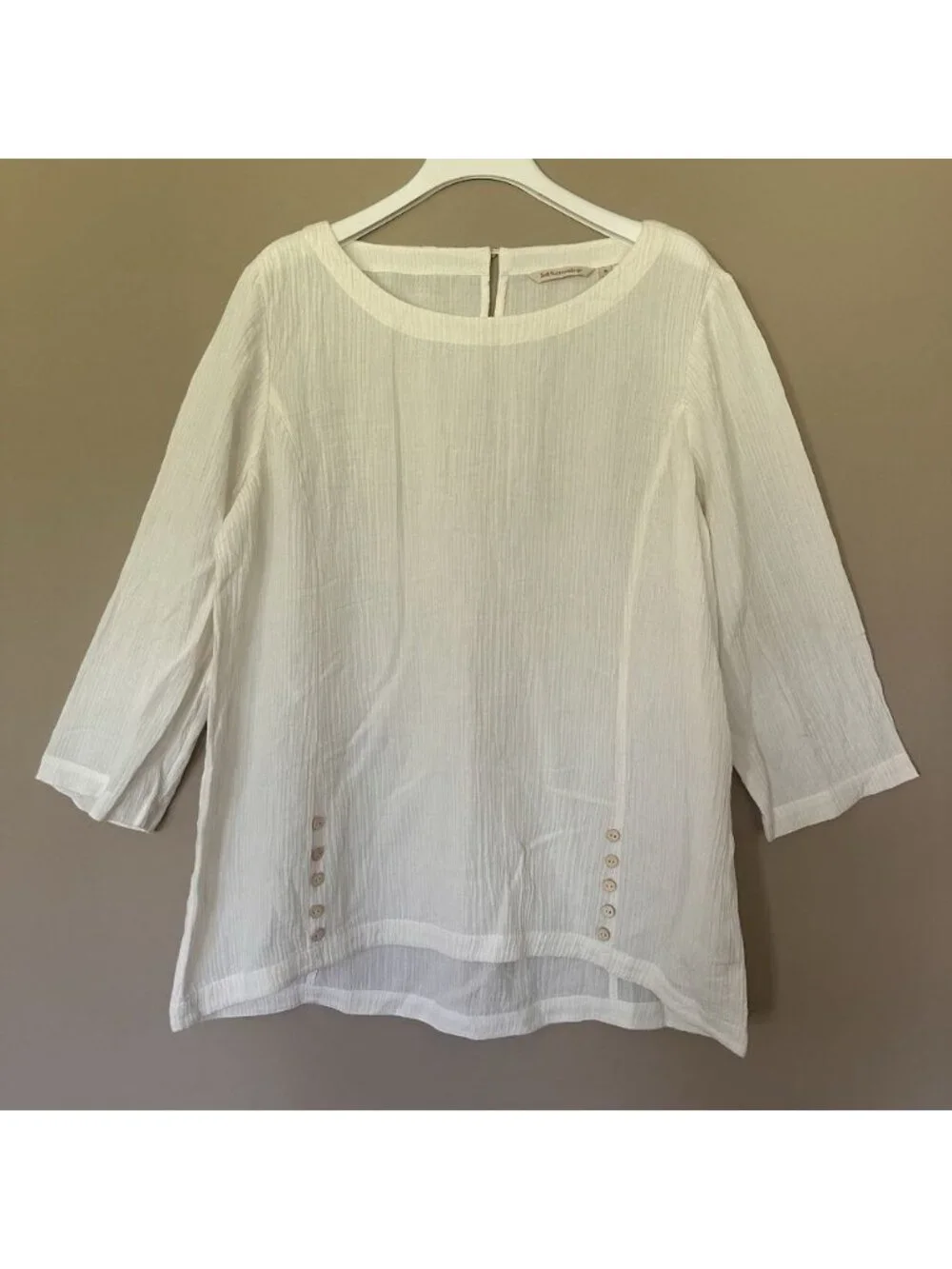 Soft Surroundings Gauzy Ivory White Top Women XL Tunic Length Lagenlook Long Sle - Picture 3 of 7